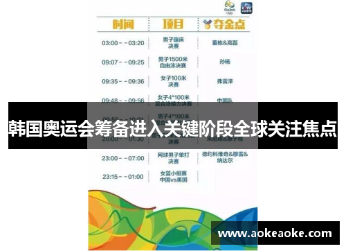 韩国奥运会筹备进入关键阶段全球关注焦点